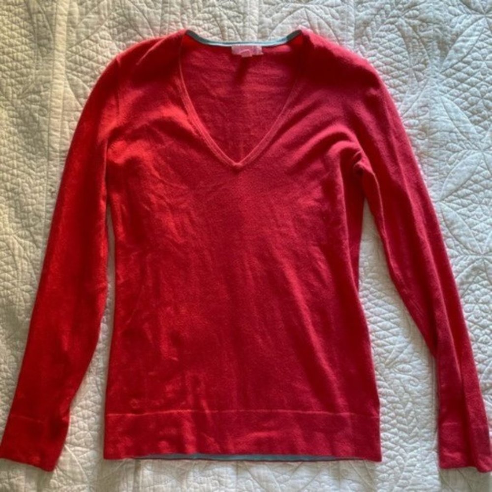 Lilly Pulitzer Pink V-Neck Cotton Sweater